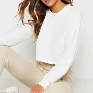 CROP OVERSIZED SWEATSHIRT - White